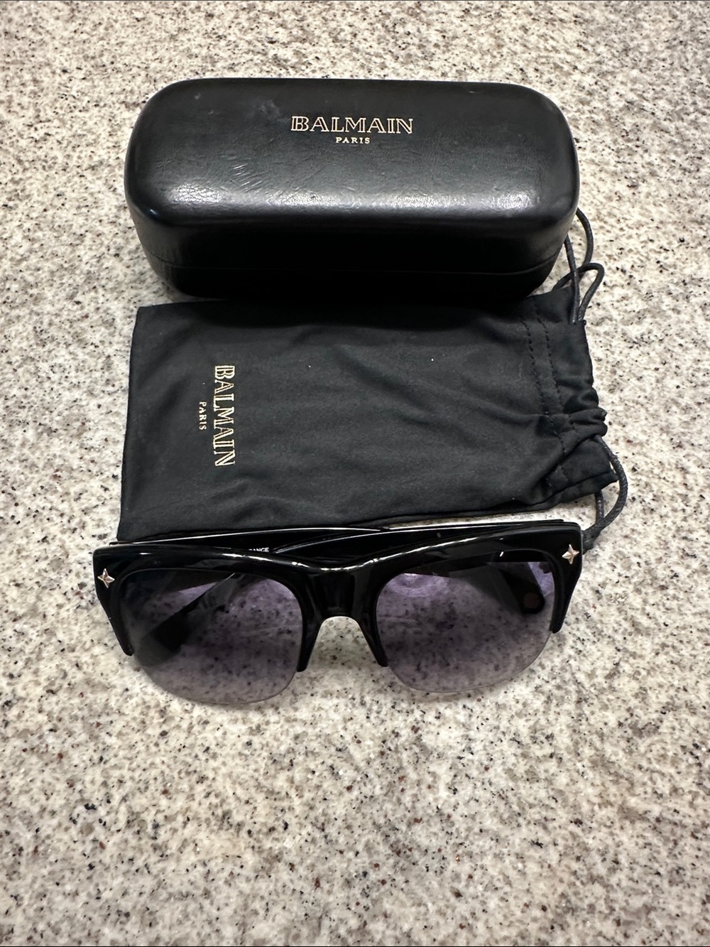 Balmain Black Frame Sunglasses with Dark Gradient Lenses